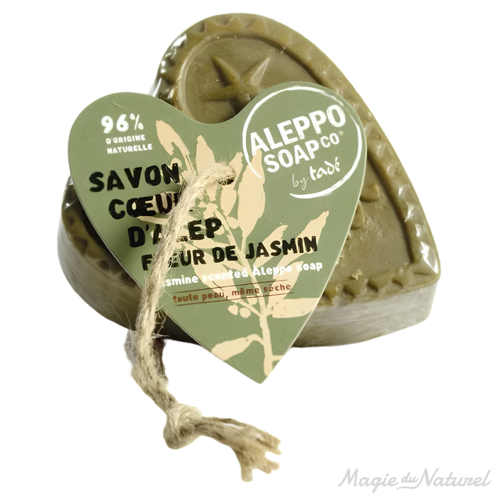 Savon d’Alep en forme de cœur Tadé 150 g, parfum fleur de jasmin